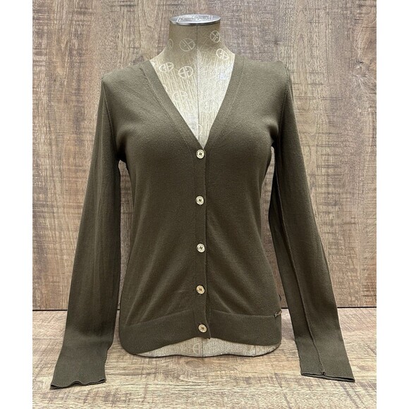 Michael Kors women size small olive green button down cardigan - Picture 1 of 10